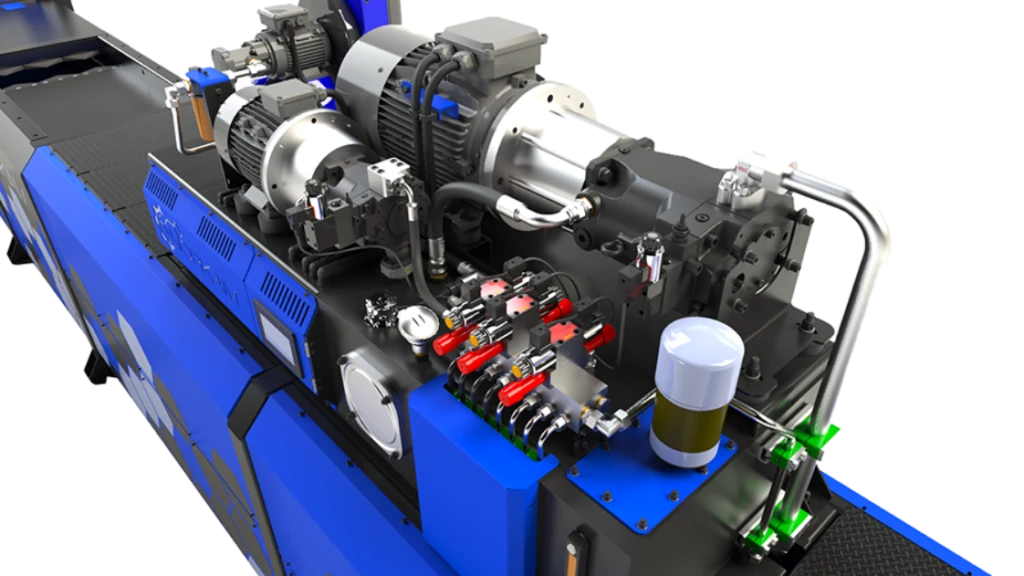 Original NORKAM visual showing a baler hydraulic power pack and components