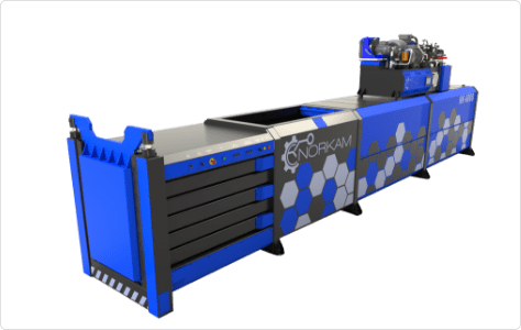 Norkam NK-6000 semi-automatic horizontal baler for high-volume cardboard and plastic waste