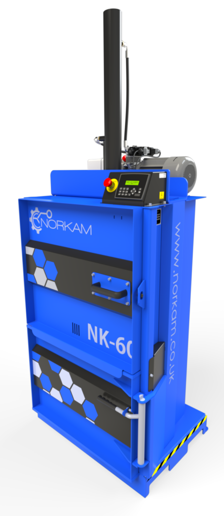 Norkam NK-60 vertical baler for compacting cardboard and plastics