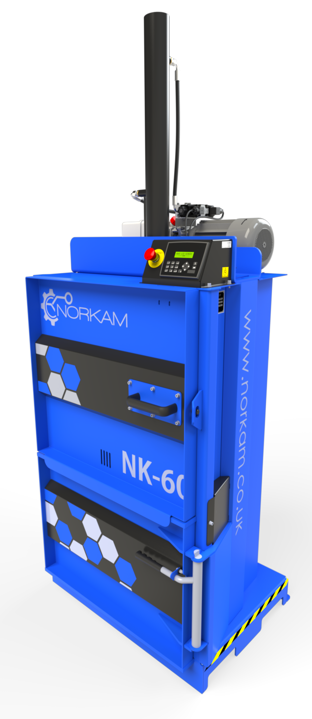 Norkam NK-60 vertical baler for compacting cardboard and plastics